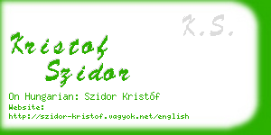 kristof szidor business card